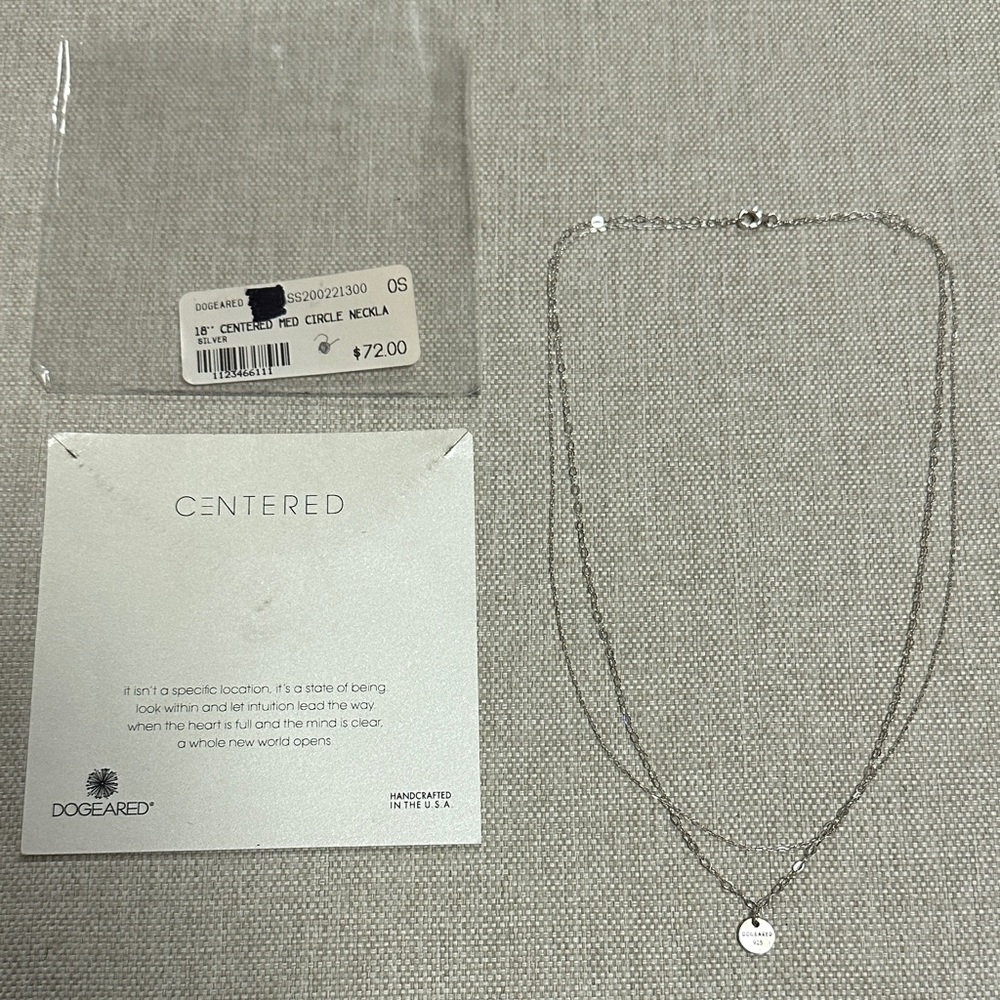 Dogeared Centered Medium Circle Silver Double Lay… - image 1